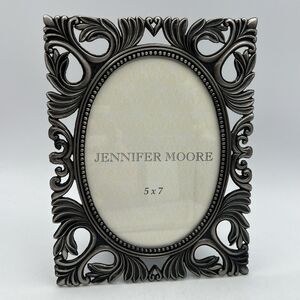 Silver Pewter Filigree Scroll 5x7 Photo Picture Frame Jennifer Moore Ornate